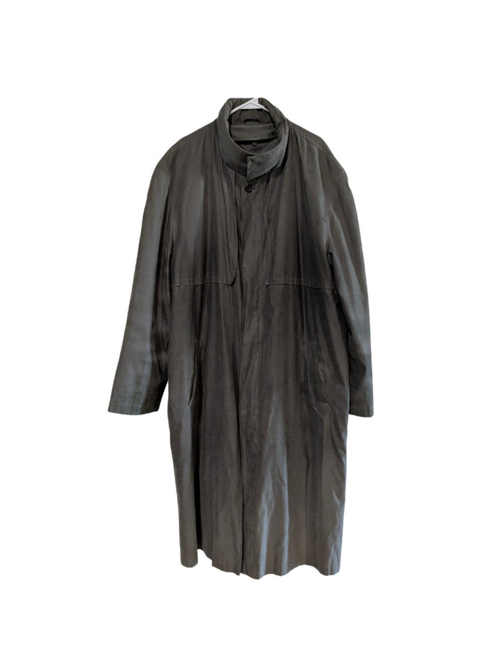 London Fog Men's Trenchcoat, 46 Long, Green, Removable Liner, Soft Microfiber